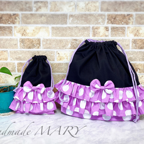 紫　大きなフリルの小花柄レッスンバッグ　ハンドメイド 紫 大きなフリルの小花柄レッスンバッグ ハンドメイド 楽天市場