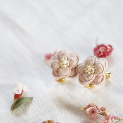 8枚花びら 刺繍イヤリング・ピアス 桜色 6枚目の画像