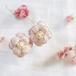 8枚花びら 刺繍イヤリング・ピアス 桜色 5枚目の画像
