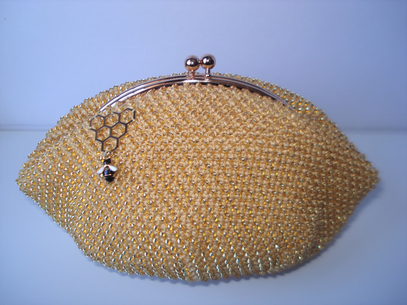 Beaded Pouch ---Honey & Honeybee-- (XL) 2枚目の画像