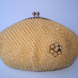 Beaded Pouch ---Honey & Honeybee-- (XL) 1枚目の画像