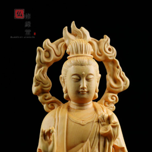 文殊菩薩　葉氏彫刻 文殊菩薩 葉氏彫刻金泥使用 - メルカリ