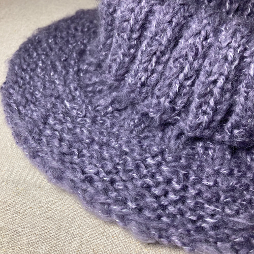 体に沿うネックウォーマー＊* カーリーモヘアパープル その他