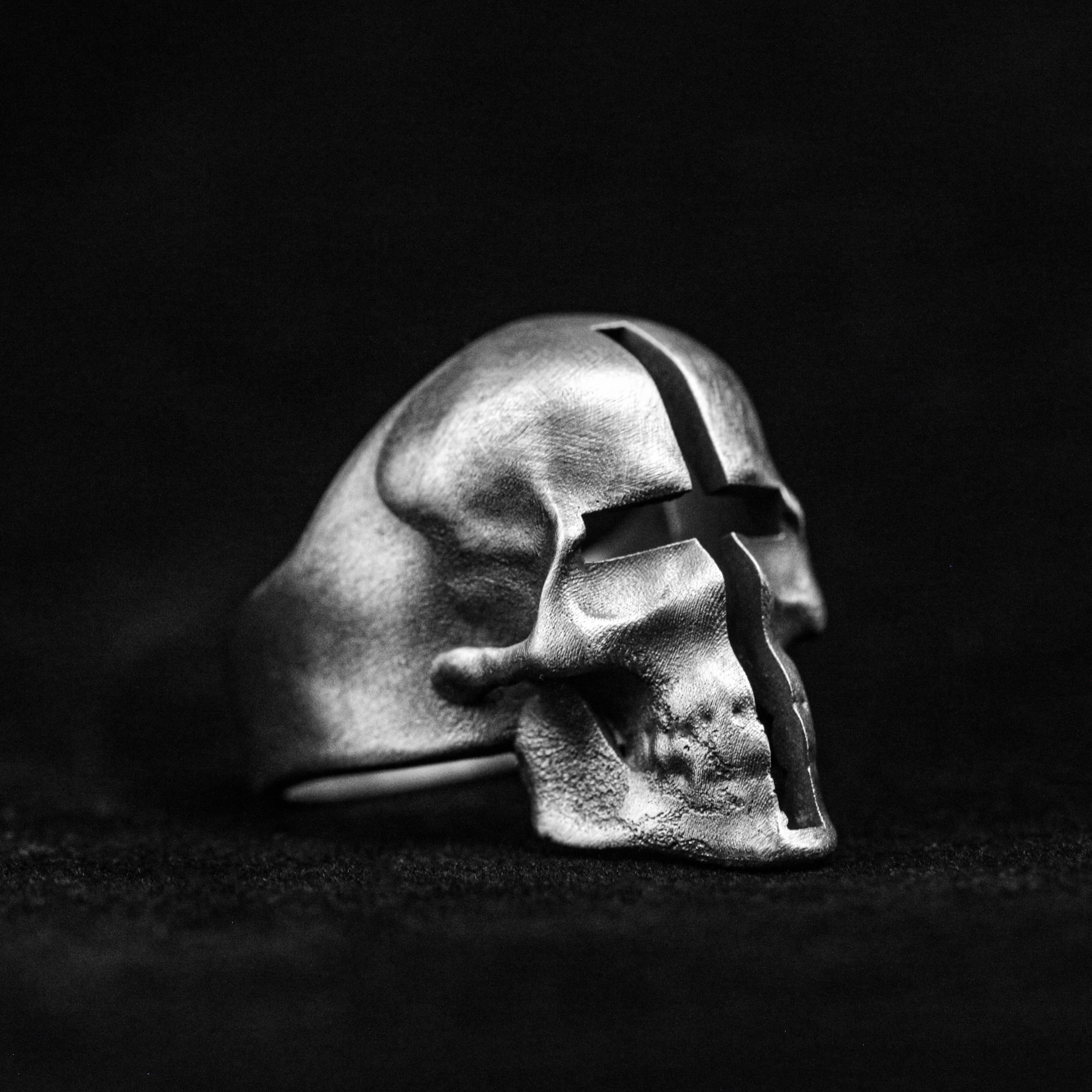 925 スターリング シルバー フェースレス クロス シルバー リング、頭蓋骨の指輪、仮面リング、ピアスリング