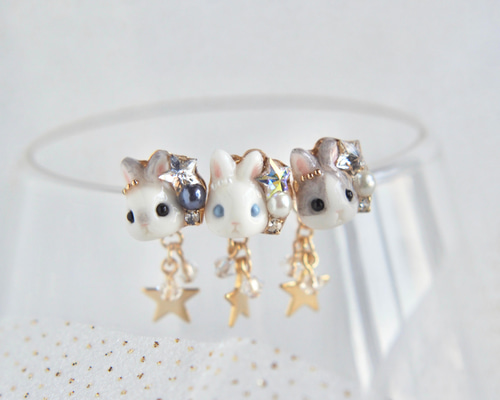 ฅ❤️ レジン アリス 白うさぎ ハートの女王 リボン ピアス