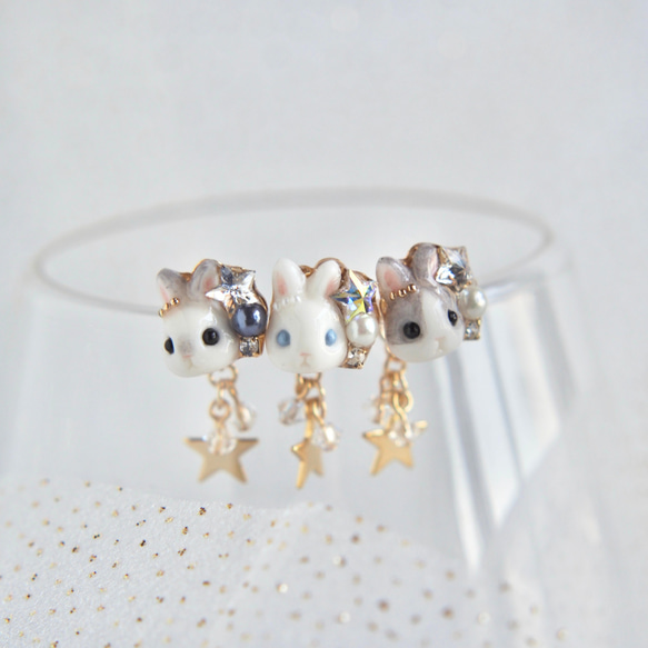 うさぎさま❤️スワロフスキー　ヘアクリップ　ピアス うさぎさま❤️スワロフスキー ヘアクリップ ピアス