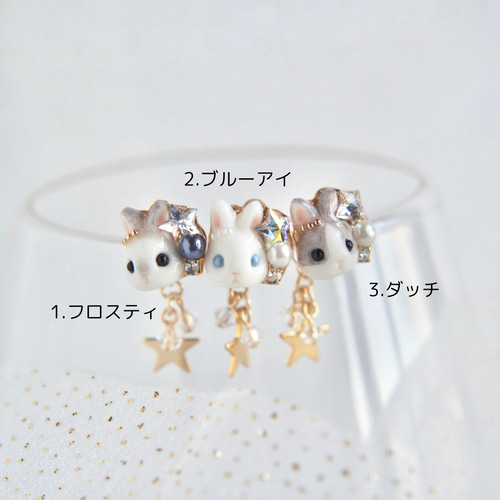 星うさぎピアス/イヤリング（立ち耳） ピアス（スタッド・一粒