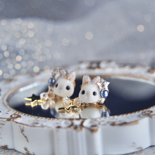 星うさぎピアス/イヤリング（立ち耳） ピアス（スタッド・一粒