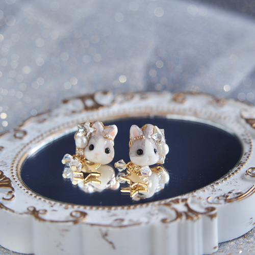 薔薇ビジュー♡　うさちゃんリトルウッズレジン　ピアス/イヤリング✩*॰¨ 7409ca6405ba175a4187ea32f4311a