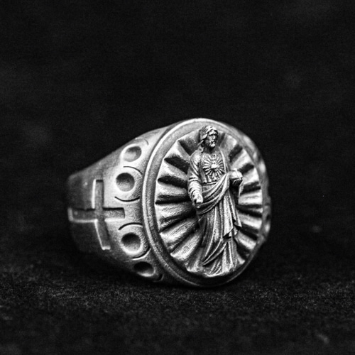 925 スターリング シルバー キリスト説教リング、アイコン リング、像