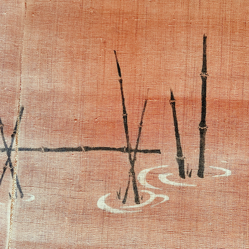 本麻柿渋染め暖簾（のれん）【えり】 手染め 柿渋染め 草木染め