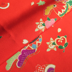 赤色 正絹 紋意匠緞子 丹後ちりめん 八掛生地 No.25【69cm×36cm】着物