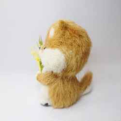 柴犬とお花(黄色)　～Wool Farm～　羊毛フェルト 3枚目の画像