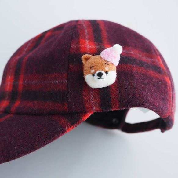 【訂做】-冬季限定-麻友柴犬+針織帽胸針（紅柴犬、黑柴犬、白柴犬）羊毛氈 第8張的照片