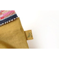 『お着替え袋　からし』　手織りベルト✖️撥水生地エコバッグ 2枚目の画像
