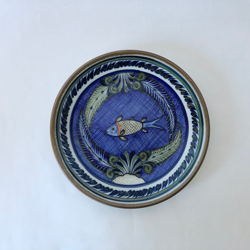 メキシコEL PALOMAR トナラ焼き青い鳥と花の模様の陶器 メキシコ トナラ焼き Palomar 鳥と花の皿 懐かし 4枚セット