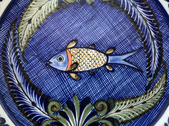 Xochilquetzal工房のトナラ焼き絵皿(魚) 3枚目の画像