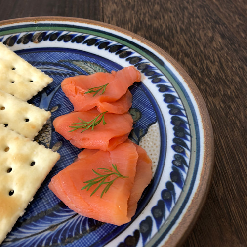 メキシコ/トナラ焼き】Xochilquetzal工房のトナラ焼き絵皿(魚・ブルー