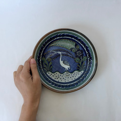 Xochilquetzal工房のトナラ焼き絵皿(サギ) 8枚目の画像