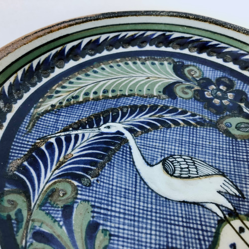 メキシコ/トナラ焼き】Xochilquetzal工房のトナラ焼き絵皿(サギ