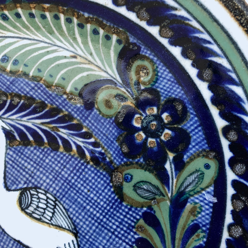 メキシコ/トナラ焼き】Xochilquetzal工房のトナラ焼き絵皿(サギ