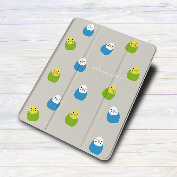 iPadケース 【インコ 青・緑 いっぱい 】 手帳型ケース ※2タイプから選べます 3枚目の画像