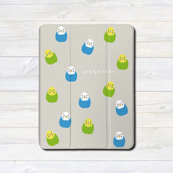 iPadケース 【インコ 青・緑 いっぱい 】 手帳型ケース ※2タイプから選べます 2枚目の画像