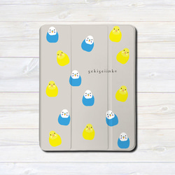 iPadケース 【インコ 青・黄 いっぱい  】 手帳型ケース ※2タイプから選べます 2枚目の画像