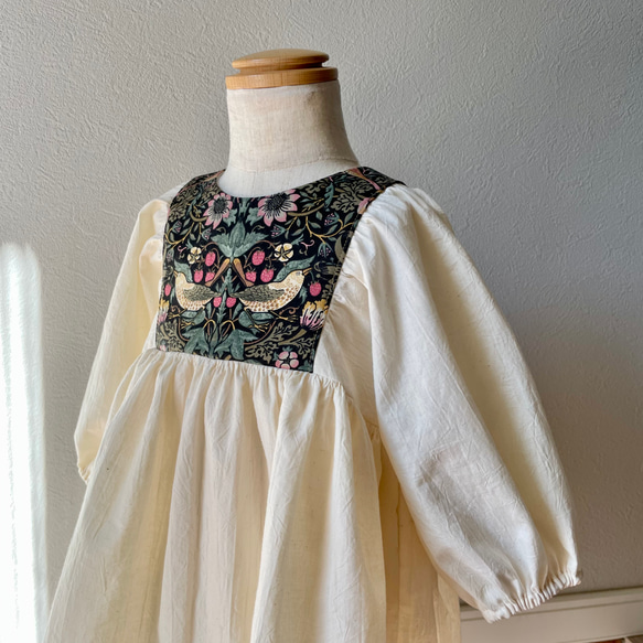 puffed sleeves dress／William Morris／Strawberry Thief／ワンピース 7枚目の画像