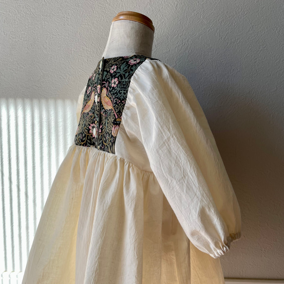 puffed sleeves dress／William Morris／Strawberry Thief／ワンピース 6枚目の画像