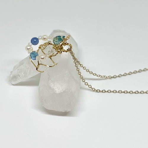 ワイヤー巻き☆宝石質 ロシアンレムリアンシードクリスタ（チェーン付） ワイヤー巻き☆宝石質 ロシアンレムリアンシードクリスタ