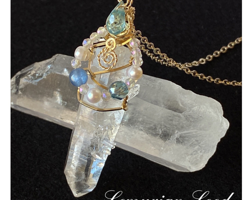 ワイヤー巻き☆宝石質 ロシアンレムリアンシードクリスタ（チェーン付