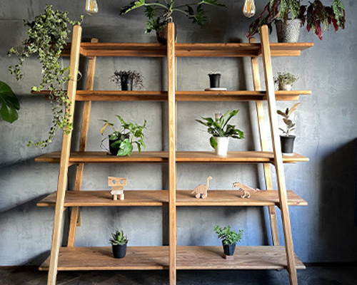 5段オープンラック】 店舗什器 ディスプレイ 無垢材 サイズオーダー