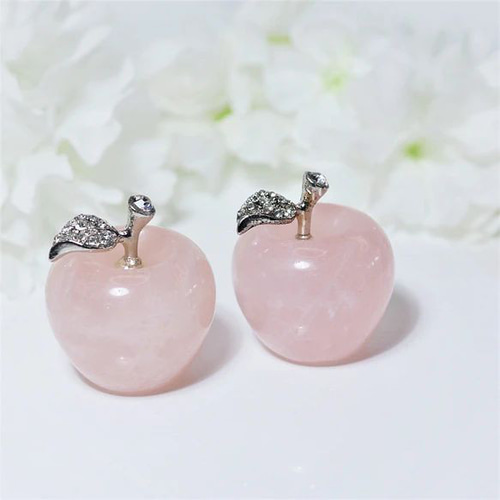 りんご（林檎）型 30mm 1個 オブジェ ローズクォーツ 天然石