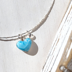 ♡Heart larimar mermaid necklace All silver925♡ハイクオリティハートラリマー 3枚目の画像