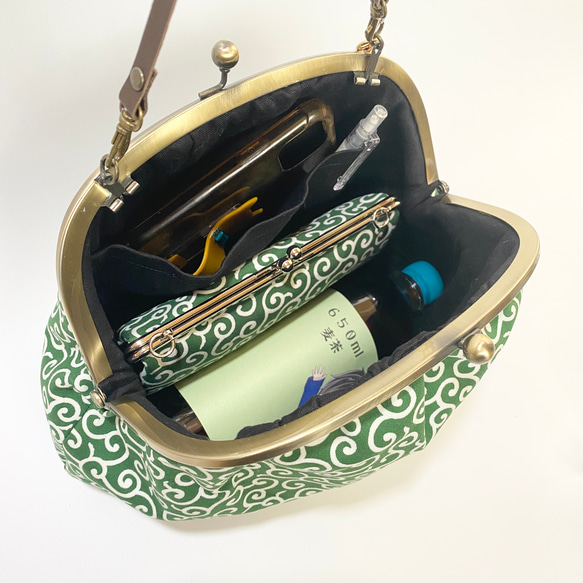 イベントでの必需品のがま口バッグ（財布）：緑唐草セット 7枚目の画像