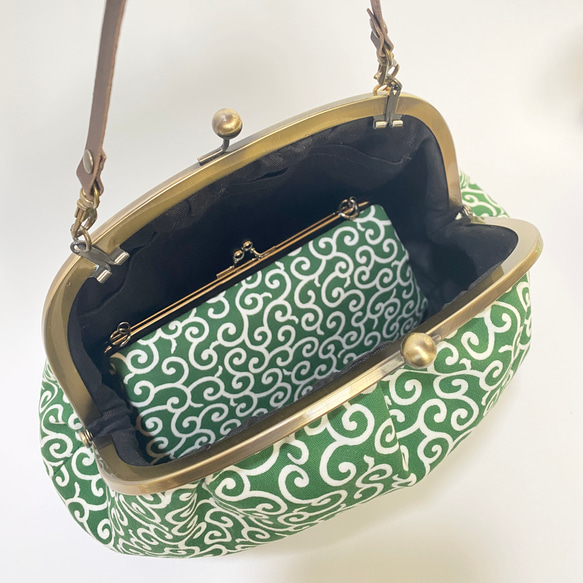 イベントでの必需品のがま口バッグ（財布）：緑唐草セット 4枚目の画像