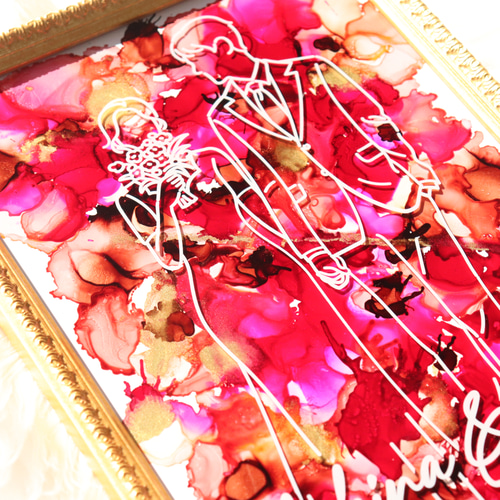 2023年新作 ゲストと作る結婚証明書】アルコールインクアート 両親感謝