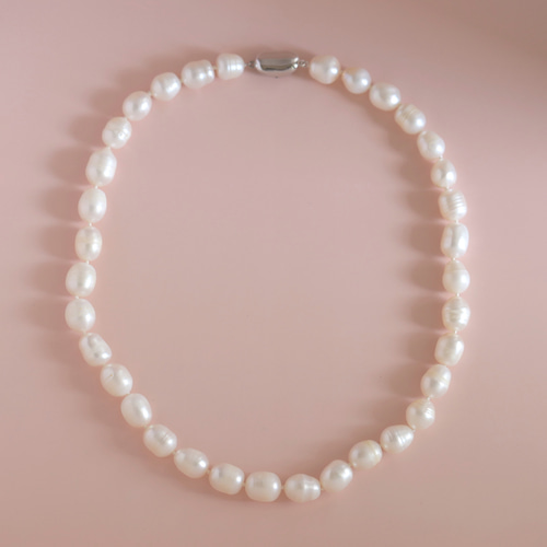 淡水バロックパール 45cmネックレス オールノット SVワンプッシュ