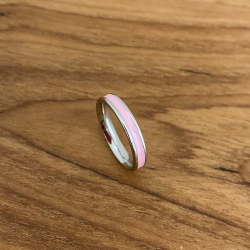 7号 ステンレス ピンキーリング さくら色 薄ピンク 指輪・リング
