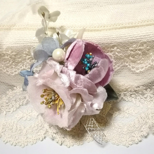 染め布花＊お洒落な薔薇のコサージュ～♪ - Atelier- Flower