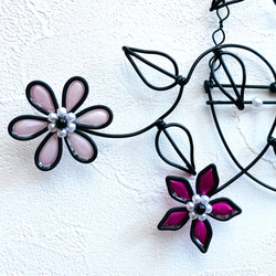 ハンキングバスケット　〜flower2〜　ワイヤークラフト　アート　壁飾り　花　可愛い　おしゃれ　インテリア　スワッグ 4枚目の画像