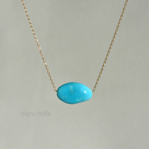 No.1885○*ターコイズ シンプルナチュラル18金ゴールドネックレス