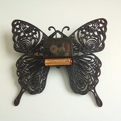 Butterfly 蝶々 アゲハ 蝶 ラインアート ポップアート 3Dプリンター 時計 掛時計 モノクロ 黒 インテリア 3枚目の画像
