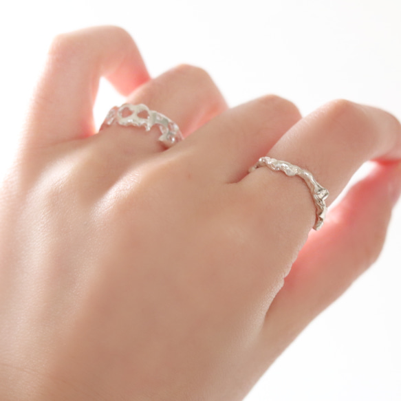 【二手 - 925銀】天然波浪紋銀戒指 第7張的照片