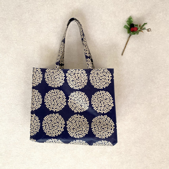 ラミネート トートバッグ 北欧風 サークルブーケ トートバッグ