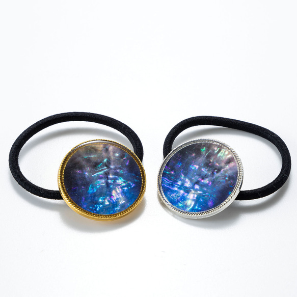 天然貝ヘアゴム（ナイトスカイ）簡単可愛いまとめ髪に☆シェル