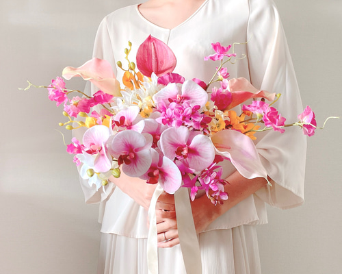 ウエディングブーケ ブライダル 結婚式 前撮り 胡蝶蘭 クラッチブーケ e178effacce5018f3ab3a73f657126