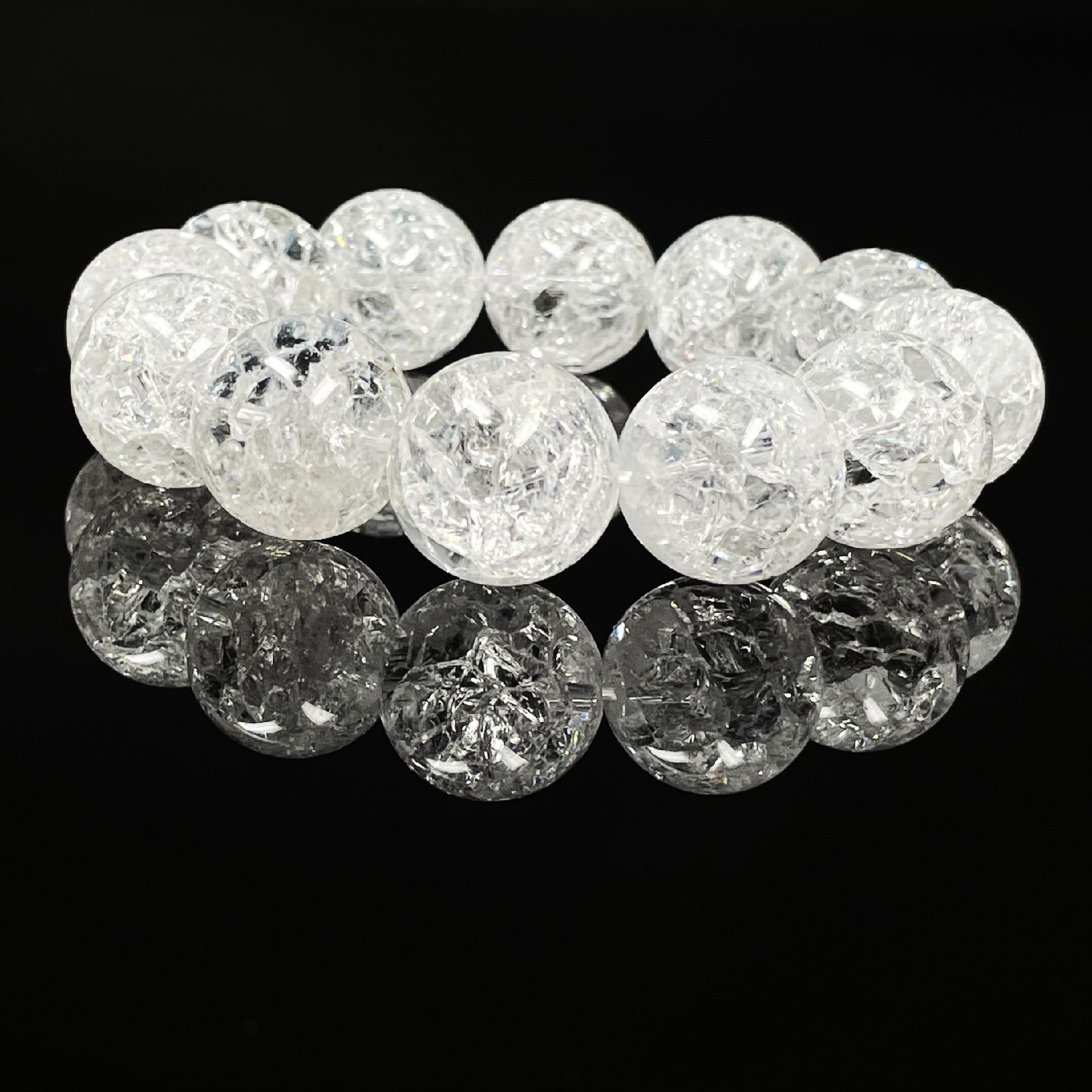 【復活!!】クラック水晶 クリスタル ブレスレット 18ミリ 4月誕生石 天然石 レディース メンズ  合格祈願 お守り