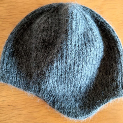 【即納】耳付き帽リブ編み多めのニット帽手編み暖かいウール 100%モヘア 3枚目の画像